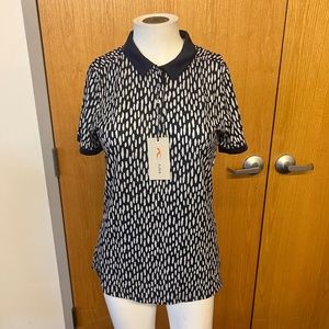 Kjus Women's Enya Printed Polo - Short Sleeve - Atlanta Blue/Silver Fog - Size S